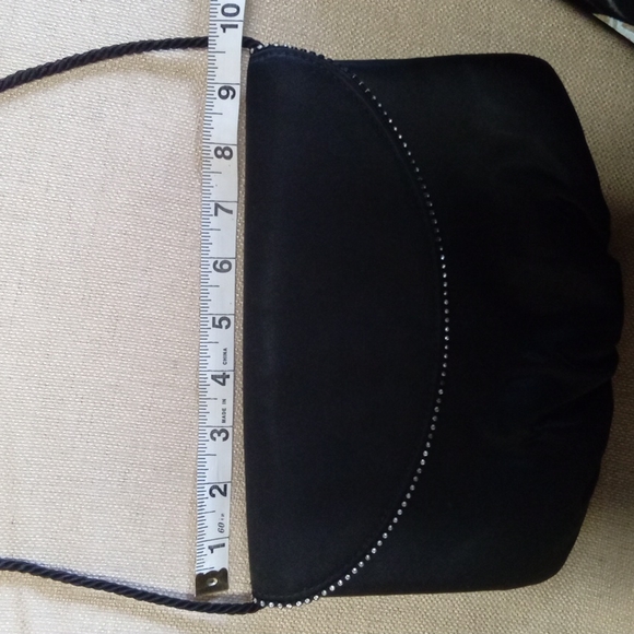 Black Satin and Rhinestone Evening Bag - Picture 7 of 10